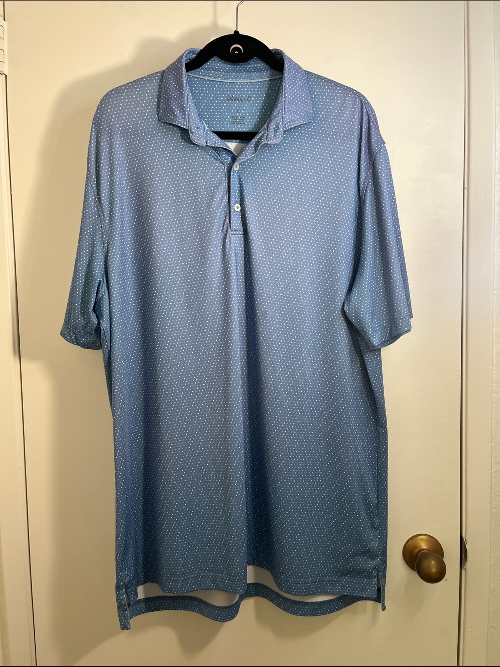 Johnnie-O Men's Light Blue Microdot Polo Shirt Large Lightweight Golf Coastal